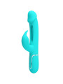 VIBRADOR RABBIT 3 EN 1 CON LENGUA VERDE AGUA RECARGABLE DE LA MARCA PRETTY LOVE FLIRTATION
