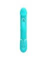 VIBRADOR RABBIT 3 EN 1 CON LENGUA VERDE AGUA RECARGABLE DE LA MARCA PRETTY LOVE FLIRTATION