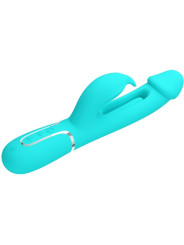 VIBRADOR RABBIT 3 EN 1 CON LENGUA VERDE AGUA RECARGABLE DE LA MARCA PRETTY LOVE FLIRTATION