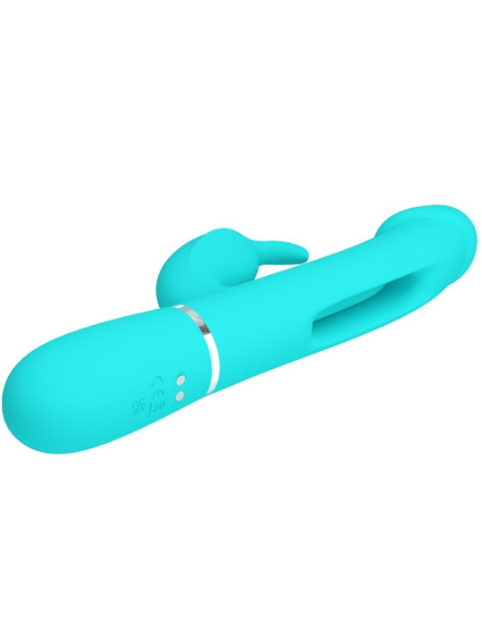 VIBRADOR RABBIT 3 EN 1 CON LENGUA VERDE AGUA RECARGABLE DE LA MARCA PRETTY LOVE FLIRTATION