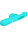 VIBRADOR RABBIT 3 EN 1 CON LENGUA VERDE AGUA RECARGABLE DE LA MARCA PRETTY LOVE FLIRTATION