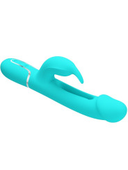 VIBRADOR RABBIT 3 EN 1 CON LENGUA VERDE AGUA RECARGABLE DE LA MARCA PRETTY LOVE FLIRTATION