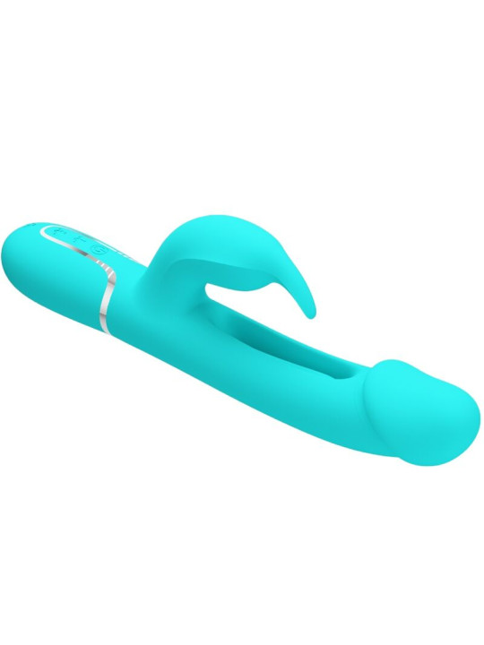VIBRADOR RABBIT 3 EN 1 CON LENGUA VERDE AGUA RECARGABLE DE LA MARCA PRETTY LOVE FLIRTATION