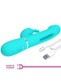 VIBRADOR RABBIT 3 EN 1 CON LENGUA VERDE AGUA RECARGABLE DE LA MARCA PRETTY LOVE FLIRTATION