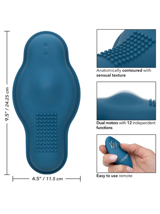 MASAJEADOR DUAL RIDER CONTROL REMOTO 12 VIBRACIONES AZUL DE LA MARCA CALEXOTICS