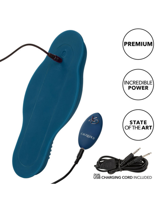 MASAJEADOR DUAL RIDER CONTROL REMOTO 12 VIBRACIONES AZUL DE LA MARCA CALEXOTICS