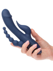 VIBRADOR TRIPLE ESTIMULACIÓN AZUL RECARGABLE DE LA MARCA CALEXOTICS