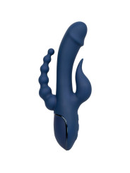 VIBRADOR TRIPLE ESTIMULACIÓN AZUL RECARGABLE DE LA MARCA CALEXOTICS