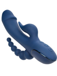 VIBRADOR TRIPLE ESTIMULACIÓN AZUL RECARGABLE DE LA MARCA CALEXOTICS