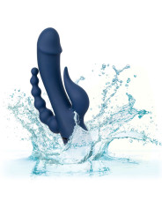 VIBRADOR TRIPLE ESTIMULACIÓN AZUL RECARGABLE DE LA MARCA CALEXOTICS