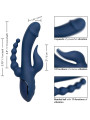 VIBRADOR TRIPLE ESTIMULACIÓN AZUL RECARGABLE DE LA MARCA CALEXOTICS