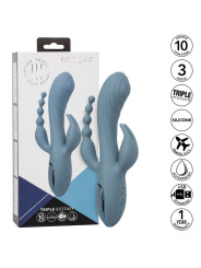 VIBRADOR TRIPLE ACCIÓN CON ESTIMULADOR Y COLA DE LA MARCA CALEXOTICS