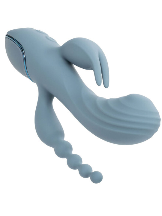 VIBRADOR TRIPLE ACCIÓN CON ESTIMULADOR Y COLA DE LA MARCA CALEXOTICS
