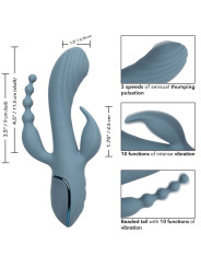 VIBRADOR TRIPLE ACCIÓN CON ESTIMULADOR Y COLA DE LA MARCA CALEXOTICS