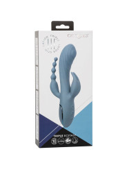 VIBRADOR TRIPLE ACCIÓN CON ESTIMULADOR Y COLA DE LA MARCA CALEXOTICS