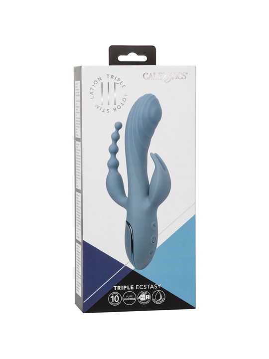 VIBRADOR TRIPLE ACCIÓN CON ESTIMULADOR Y COLA DE LA MARCA CALEXOTICS