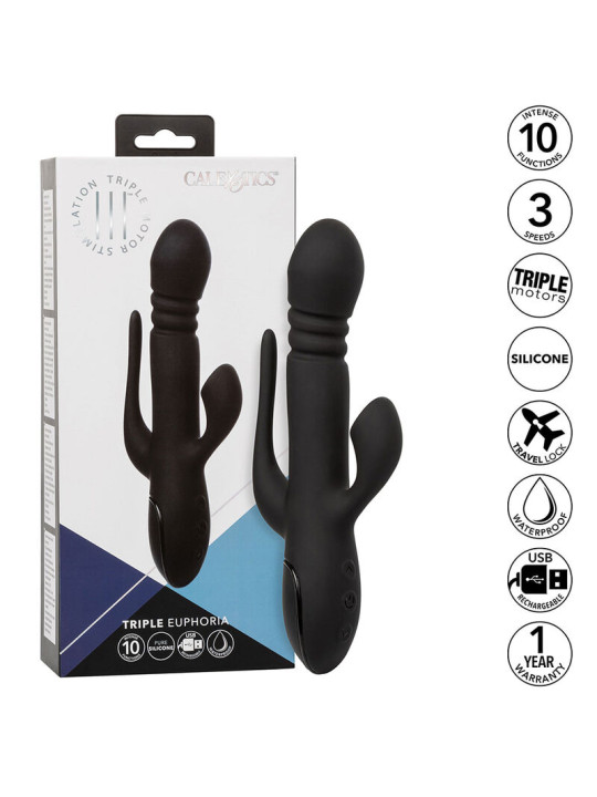 VIBRADOR TRIPLE ACCIÓN EUPHORIA NEGRO DE LA MARCA CALEXOTICS