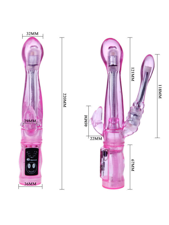 VIBRADOR GELATINA CON ESTIMULADOR ANAL Y 6 MODOS DE LA MARCA BAILE VIBRATORS