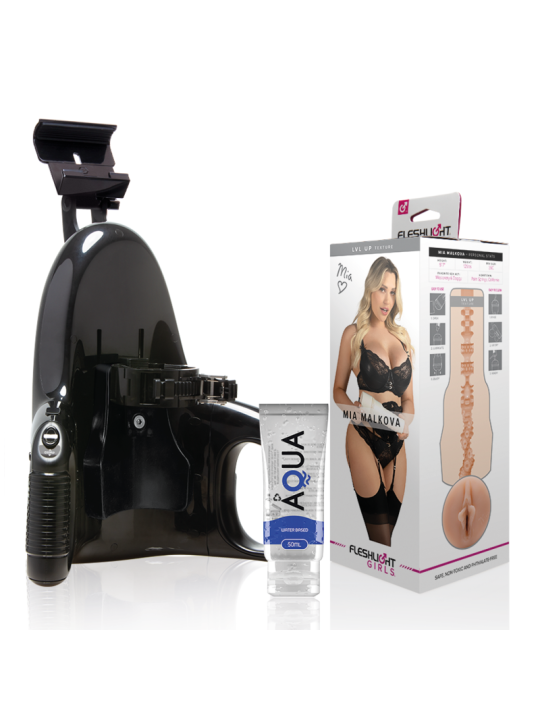 FLESHLIGHT MIA MALKOVA VAGINA LVL UP + UNIVERSAL LAUNCH + LUBRICANTE DE LA MARCA FLESHLIGHT GIRLS