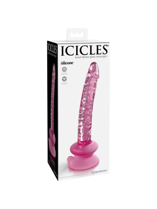 DILDO DE VIDRIO CON VENTOSA ICICLE NO. 86 DE LA MARCA ICICLES