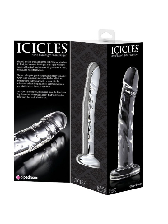 MASAJEADOR DE VIDRIO LUXE PARA ESTIMULACIÓN ÍNTIMA DE LA MARCA ICICLES