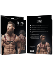 ARNÉS PECHO HOMBRE CUERO VEGANO NEGRO ROJO DE LA MARCA FETISH SUBMISSIVE ATTITUDE