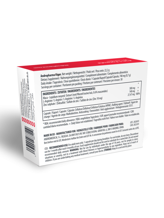 SUPLEMENTO POTENCIADOR LÍBIDO Y TESTOSTERONA DE LA MARCA ANDRO MEDICAL