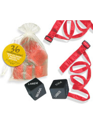 KIT BONDAGE ROJO CON ATADURAS Y BOLSA ORGANZA DE LA MARCA INEDIT
