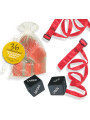KIT BONDAGE ROJO CON ATADURAS Y BOLSA ORGANZA DE LA MARCA INEDIT