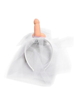 VELO DE NOVIA BLANCO CON PENE PARA DESPEDIDA DE SOLTERA DE LA MARCA DIABLO PICANTE