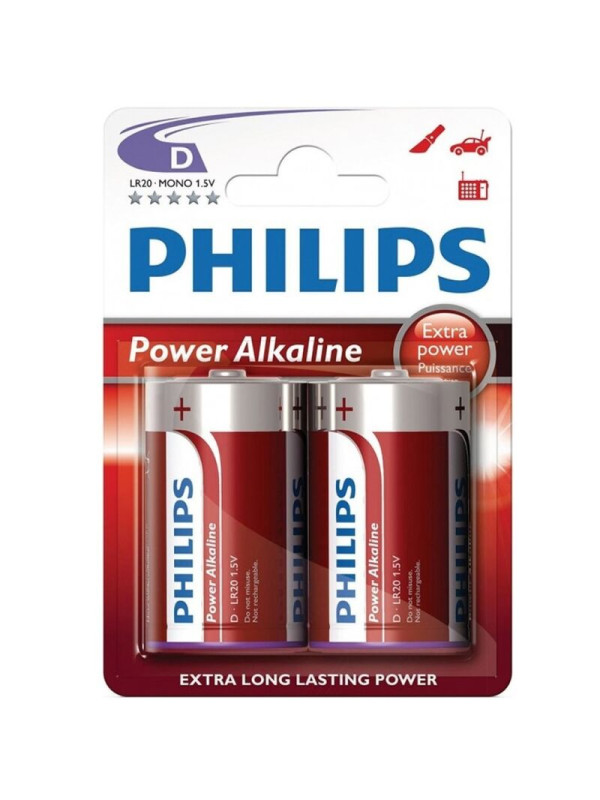 PILAS ALCALINAS D LR20 PHILIPS - 2 UNIDADES DE LA MARCA PHILLIPS