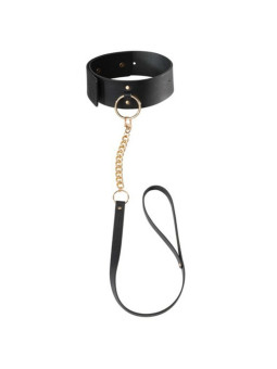 COLLAR BDSM NEGRO CON CORREA AJUSTABLE VEGANO DE LA MARCA BIJOUX MAZE
