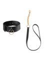 COLLAR BDSM NEGRO CON CORREA AJUSTABLE VEGANO DE LA MARCA BIJOUX MAZE