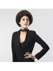 COLLAR BDSM NEGRO CON CORREA AJUSTABLE VEGANO DE LA MARCA BIJOUX MAZE