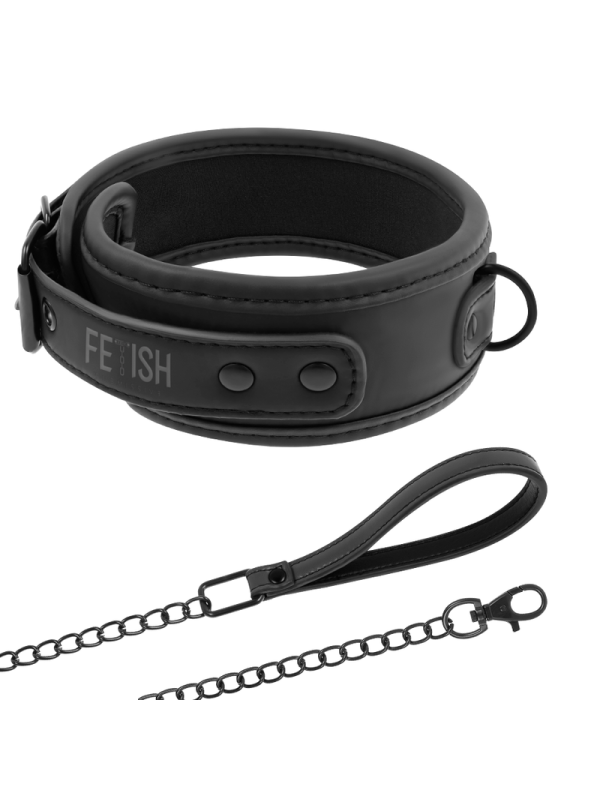 COLLAR BDSM CON CADENA METÁLICA Y FORRO DE NEOPRENO DE LA MARCA FETISH SUBMISSIVE BONDAGE