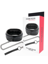 COLLAR BDSM AJUSTABLE CON CADENA NEGRO PVC DE LA MARCA DARKNESS BONDAGE
