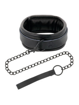 COLLAR BDSM AJUSTABLE CON CADENA NEGRO PVC DE LA MARCA DARKNESS BONDAGE