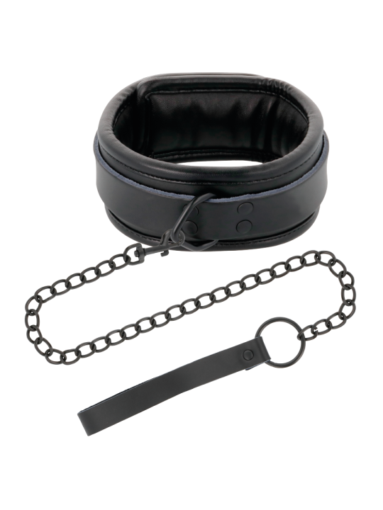 COLLAR BDSM AJUSTABLE CON CADENA NEGRO PVC DE LA MARCA DARKNESS BONDAGE