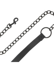 COLLAR BDSM AJUSTABLE CON CADENA NEGRO PVC DE LA MARCA DARKNESS BONDAGE