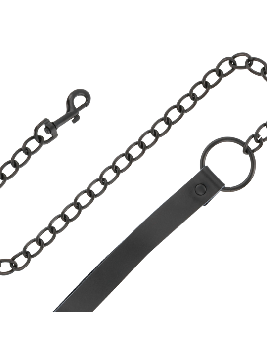 COLLAR BDSM AJUSTABLE CON CADENA NEGRO PVC DE LA MARCA DARKNESS BONDAGE