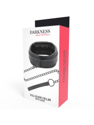 COLLAR BDSM AJUSTABLE CON CADENA NEGRO PVC DE LA MARCA DARKNESS BONDAGE