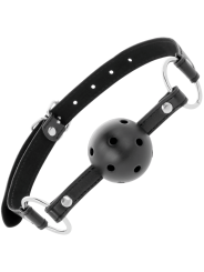 MORDAZA BDSM TRANSPIRABLE CON BOLA NEGRA DE LA MARCA DARKNESS BONDAGE