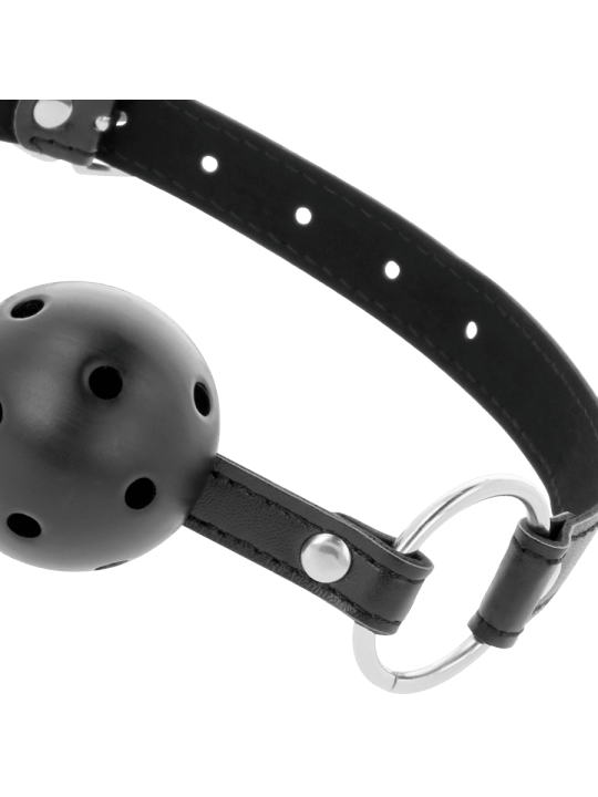 MORDAZA BDSM TRANSPIRABLE CON BOLA NEGRA DE LA MARCA DARKNESS BONDAGE