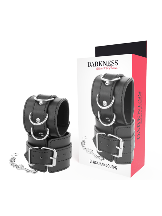 ESPOSAS AJUSTABLES NEGRO PVC LEATHER BDSM DE LA MARCA DARKNESS BONDAGE