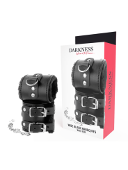 ESPOSAS DE CUERO NEGRO AJUSTABLES CON FORRO SUAVE DE LA MARCA DARKNESS BONDAGE