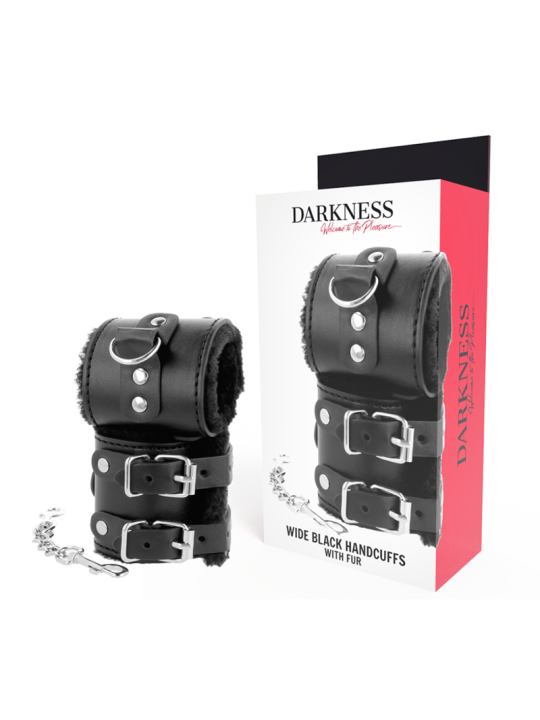ESPOSAS DE CUERO NEGRO AJUSTABLES CON FORRO SUAVE DE LA MARCA DARKNESS BONDAGE