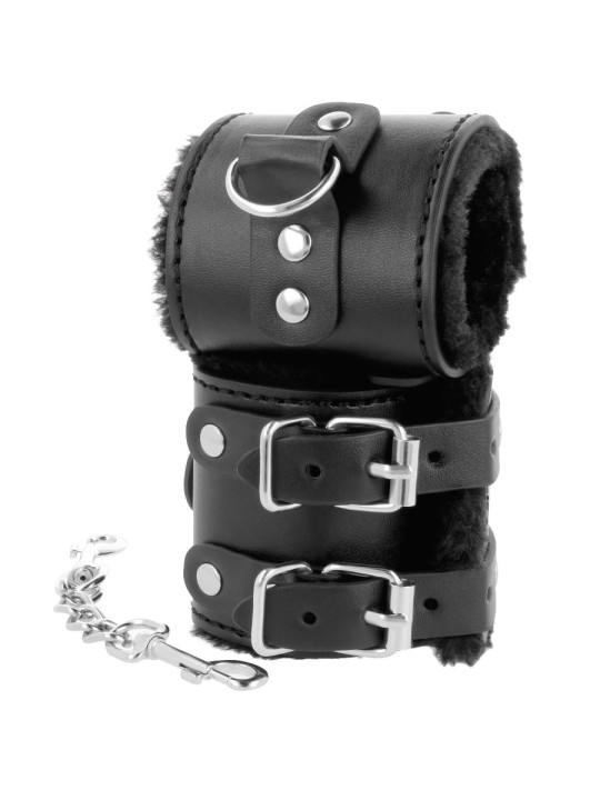 ESPOSAS DE CUERO NEGRO AJUSTABLES CON FORRO SUAVE DE LA MARCA DARKNESS BONDAGE