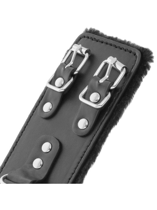 ESPOSAS DE CUERO NEGRO AJUSTABLES CON FORRO SUAVE DE LA MARCA DARKNESS BONDAGE