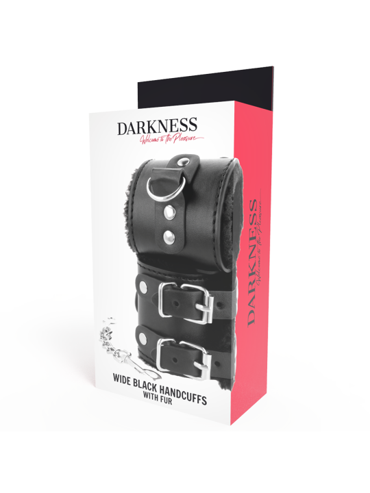 ESPOSAS DE CUERO NEGRO AJUSTABLES CON FORRO SUAVE DE LA MARCA DARKNESS BONDAGE