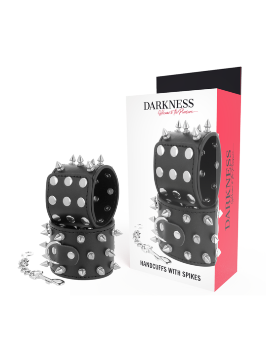 ESPOSAS BDSM CON PINCHOS NEGRO SKULLS AND BONES DE LA MARCA DARKNESS BONDAGE